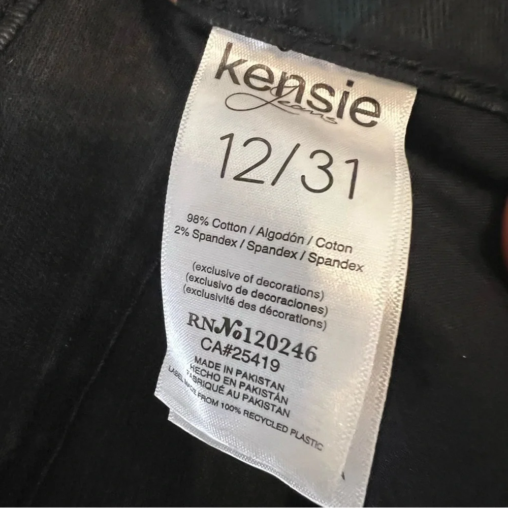 Kensie Vintage Luxe Denim Floral Distressed Jeans Womens Sz 12 | 31 Slim Raw Hem - Picture 5 of 8
